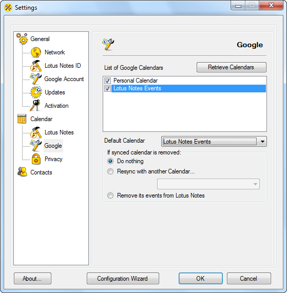 AweSync - Calendar Google Settings