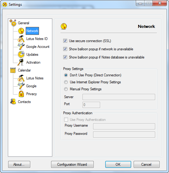 AweSync - General Network Settings