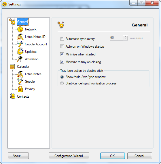 AweSync - General Settings