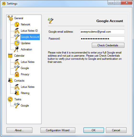 AweSync - General Google Account Settings