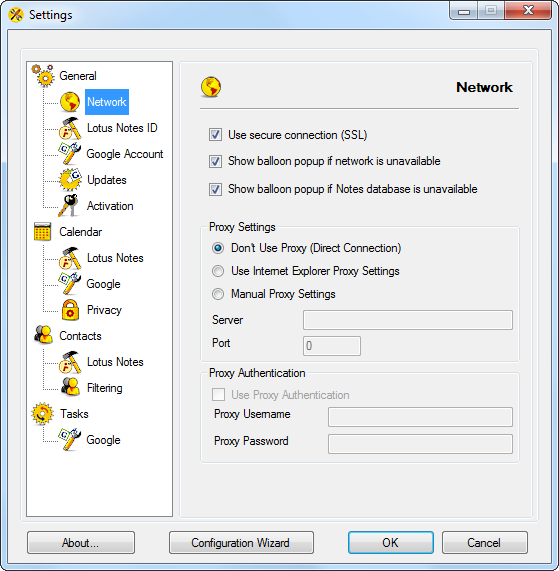 AweSync - General Network Settings