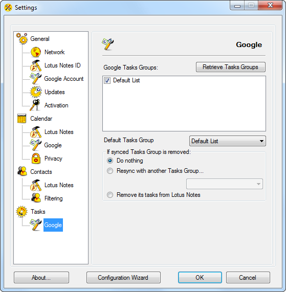 AweSync - Tasks Google Settings