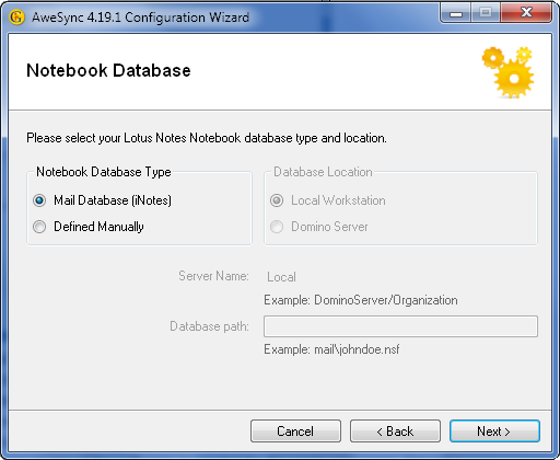 AweSync - Configuration Wizard - Lotus Notes Mail Database
