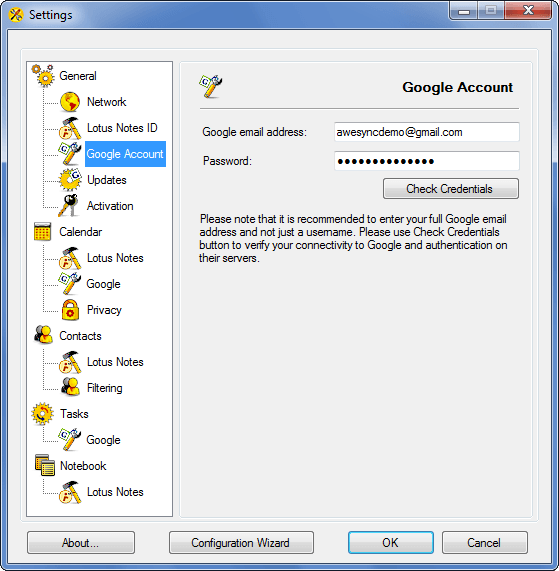 AweSync - General Google Account Settings