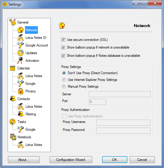 AweSync - General Network Settings