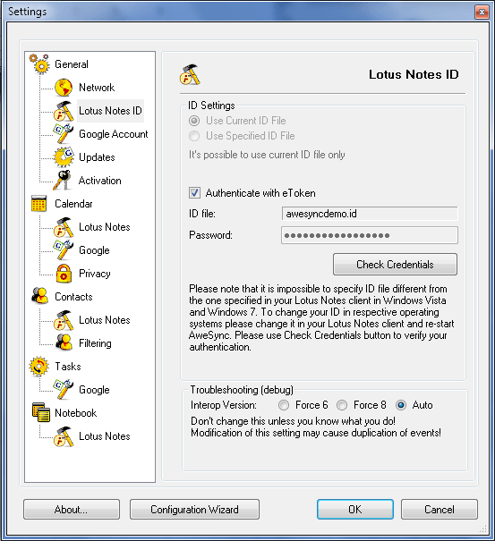 AweSync - General Lotus Notes ID